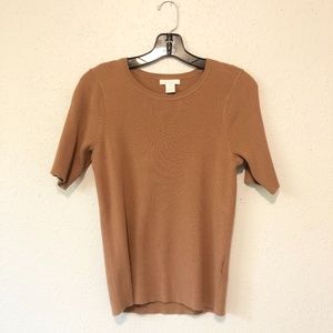 H&M Ribbed Taupe Pink Shirt